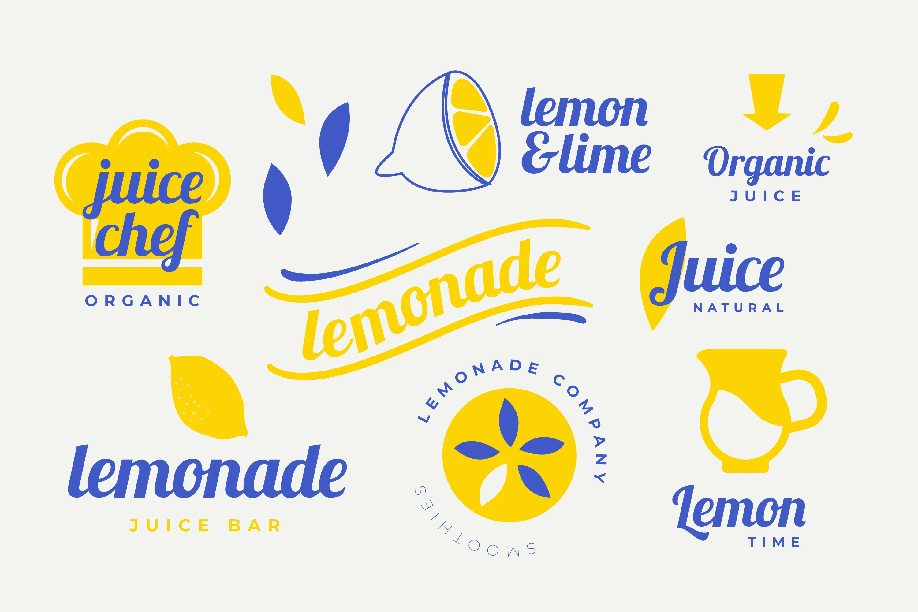 Planche d'enseignes et logos vintage inspirés du citron